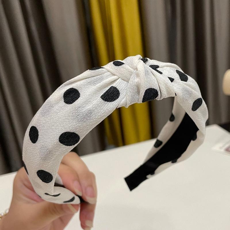 Fashion Women's And Girls Polka Dots Print Headband With Center Knot for Ladies Daily Casual Hair Accessories