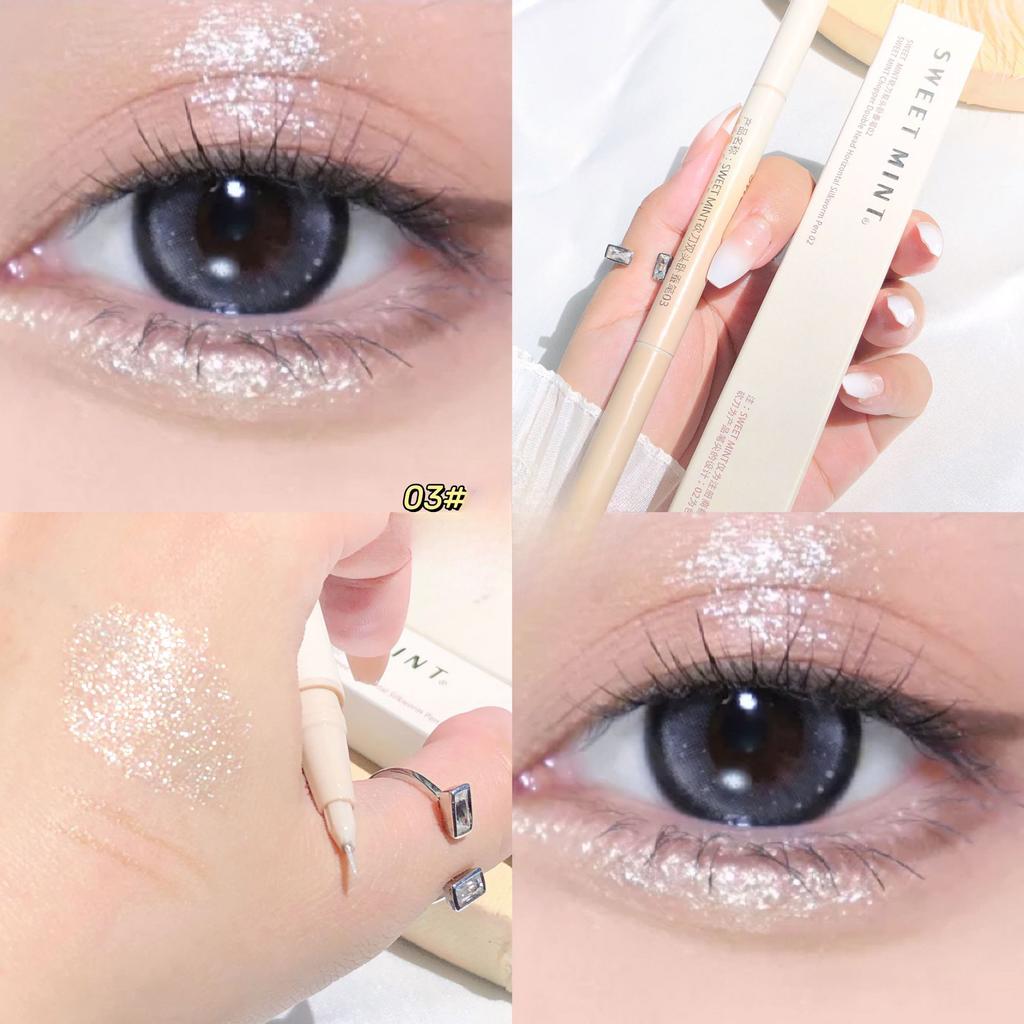 Eyeliner mit doppelseitigem Seidenraupenstift, matt perlmuttartige Aufhellung, bis hin zu zwei-in-1-doppelseitigem Seidenraupen-Lidschattenstift