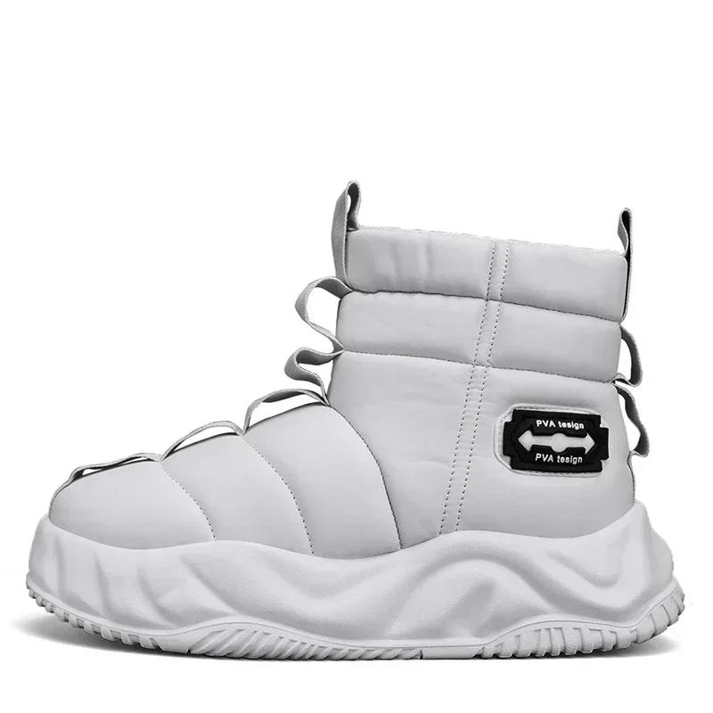 Зимние сапоги для снега хлопковая обувь бархатные теплые сапоги хлопковая мужская обувь модная обувь высокие уличные мужские сапоги 40 серый 3430₽