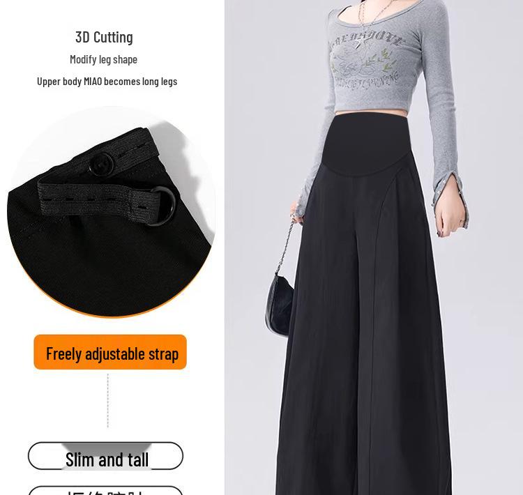 Spring/Summer 2026 Loose Maternity Wide-Leg Pants - Washed Cotton, Casual & Skin-Friendly Suit Pants for Moms