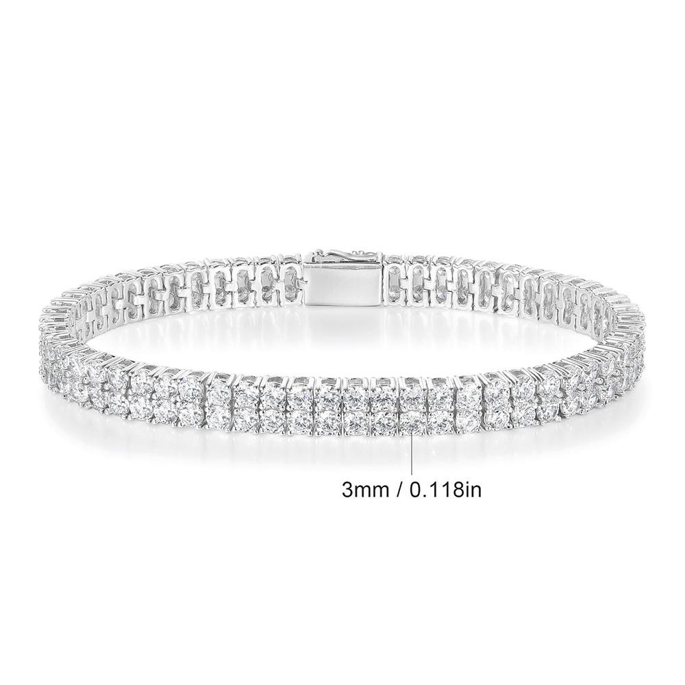 ouble Row 3mm Iced Out Tennis Bracelet Hip Hop Cubic Zirconia Gold Silver Plated Brass Link Bangle for Men Women Gift