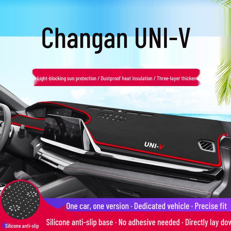 Changan UNI-V Dashboard Sunshade Pad: Center Console Sun Protection & Interior Decor UNI-V Front Window Mat Red Edge