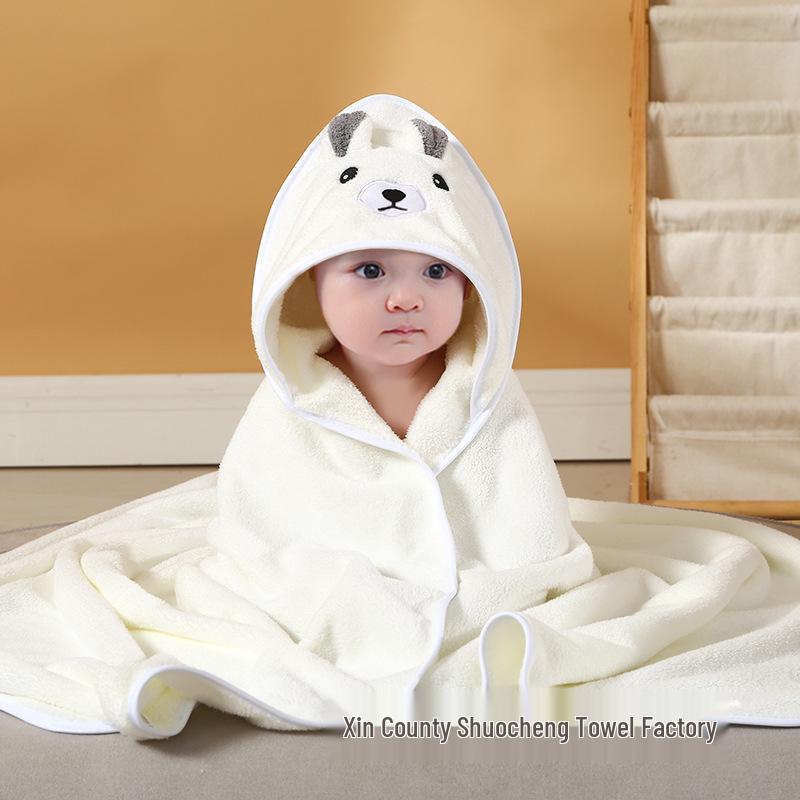 Newborn Hooded Coral Fleece Swaddle Blanket - Absorbent, Universal for All Seasons