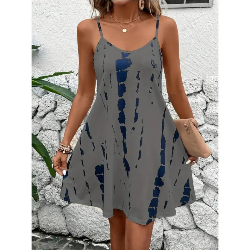 Women's Sling V-neck Summer Printed Strap Dress