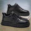 Pure Black Men's Shoes Oil Resistant Dirt Suitable Kitchen Work Chef's Side Zipper Anti Slip Labor Protection Leather