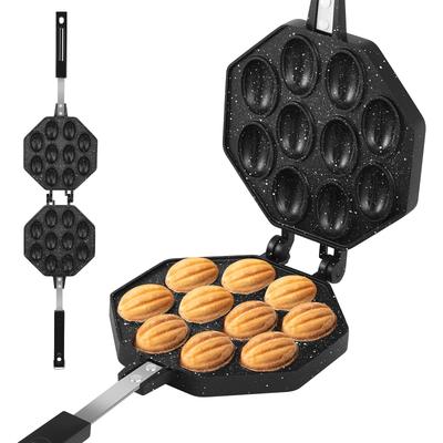 10 Holes Walnut Cookie Mold Heats Evenly Aluminum Alloy Oreshki Pastry Maker Non-stick with Detachable Handle Kitchen Utensils