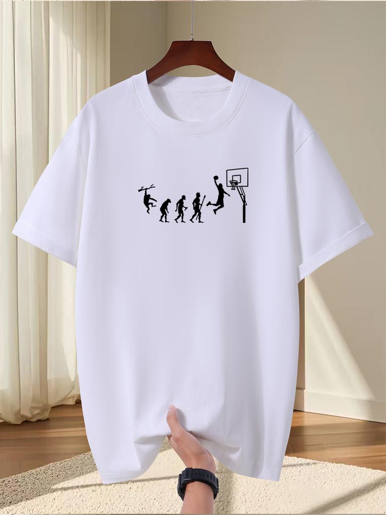 Summer Adult 100 Cotton Trendy Creative Quirky Basketballpatterned Mens Fashion Tshirt Casual Street Trend Outfit Breathable