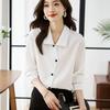 Women Blouses Shirts 2025 Spring Long Sleeve Women Blouse Shirt Turn Down Collar White Satin Blouse Shirt Women Tops J925