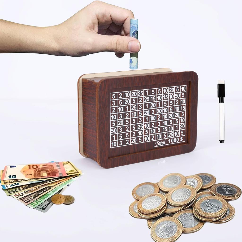 1pc Wooden Coin Bank with a Digital Counter, a Portable Change Box, a Reusable Family Financial Tool, Ideal for Christmas Gifts