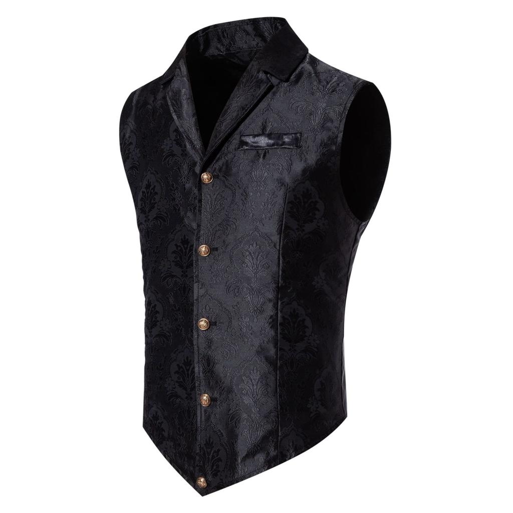 Men's Paisley Gothic Vest Victorian Steampunk Waistcoat with Notched Lapel for Tuxedo Formal Events Themed Weddings