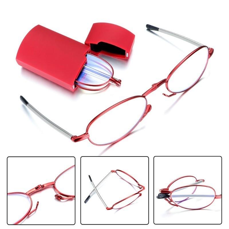 Gift Case Foldable Reading Glasses +1.00 to +4.00 Strength Men Women Anti Blue Light Farsightedness Eyewear