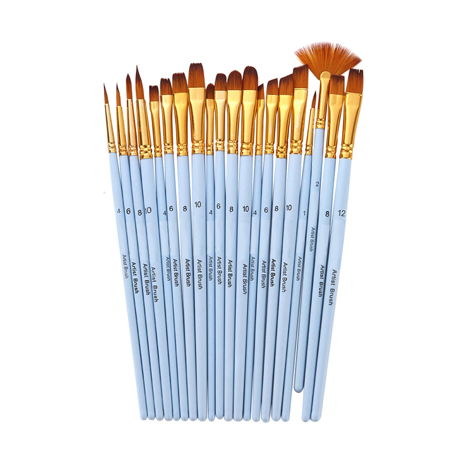 

20pcs Draw Paint Brushes Set Kit Artist Paintbrush Multiple Mediums Brushes with Nylon Hair for Arti Green