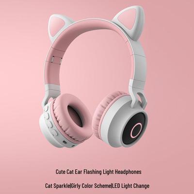 Cat Ear LED Bluetooth Headband Wireless Earphones - Cute Design for Girls