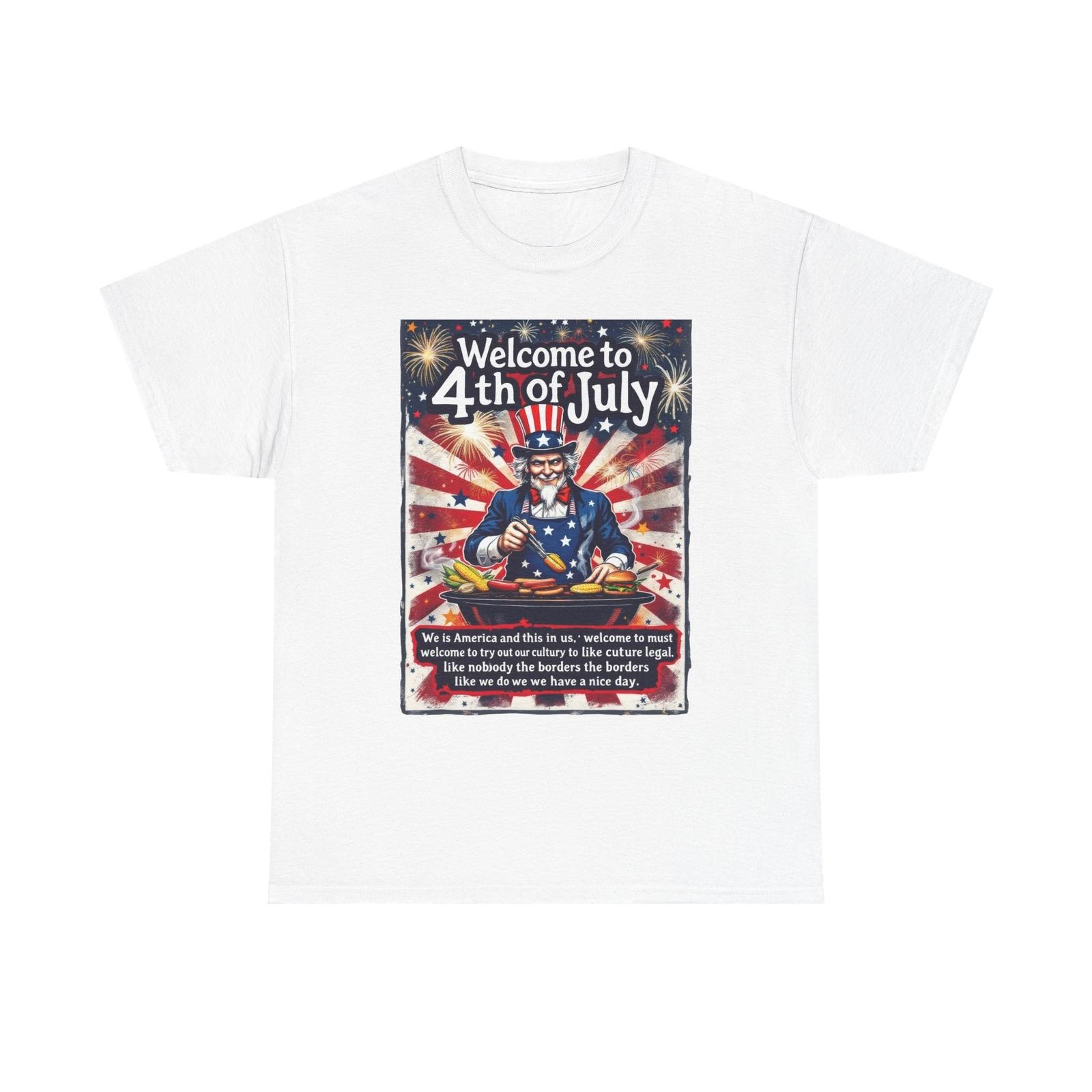 Bad Engrish Funny T Shirt Uncle Sam BBQ 4th of July Hilarious Broken English Tee 4XL