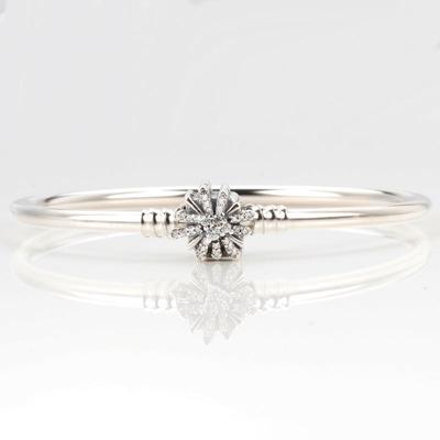 Bracelet jonc Flocon de Neige & Étoile Feux d'Artifice en Argent Sterling S925 de Pan Bracelet de Noël