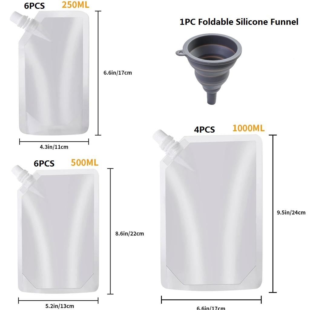 Clear Plastic Flasks  and Reusable Drink Bags Leak-Proof for Trave Outdoor Sport Running Enthusiasts Concerts 8oz 16oz 32oz