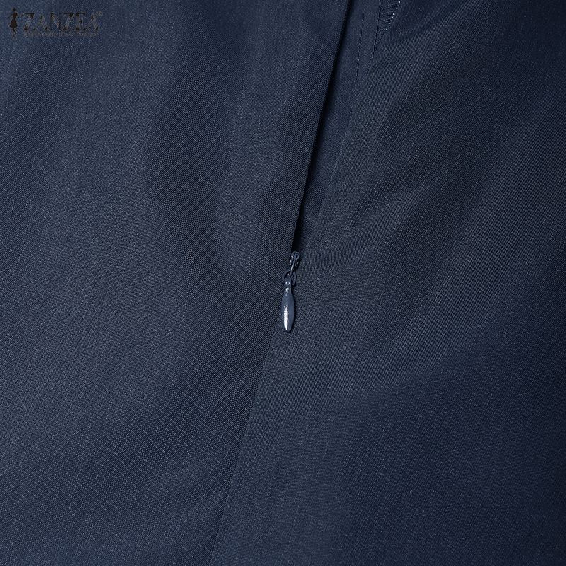 ZANZEA Women Summer Doll Collar Short Sleeve Casual Dress