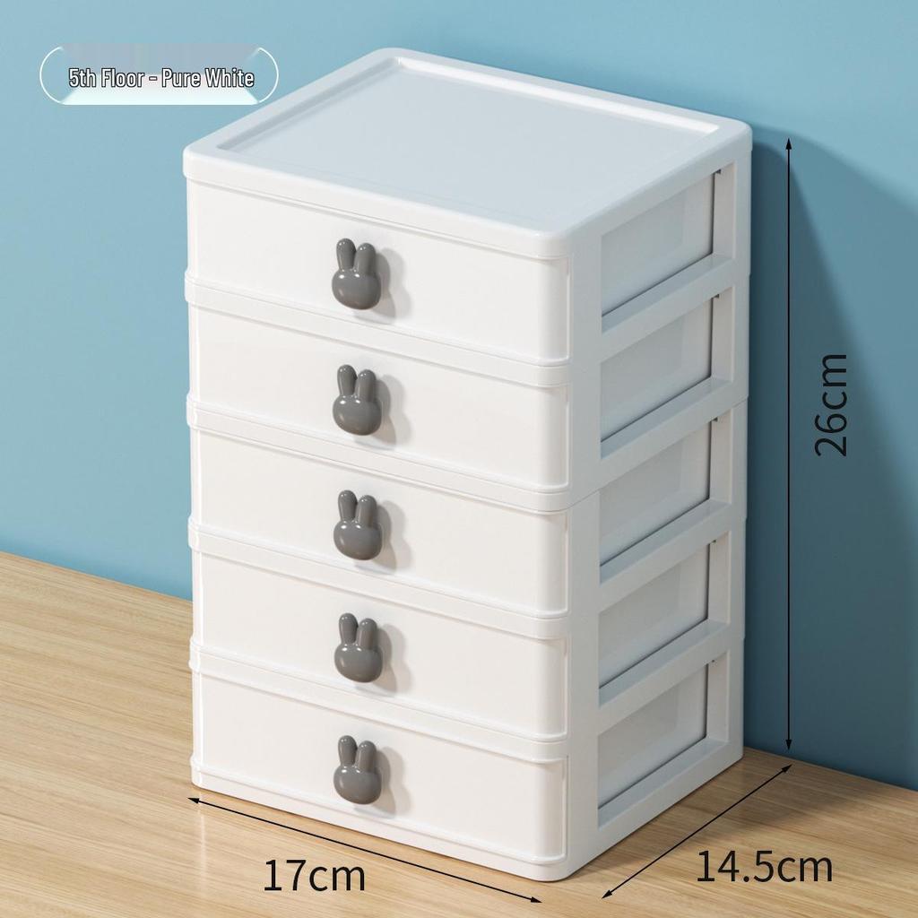 Cartoon Rabbit Transparent Mini Desk Storage Box with Drawers