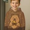 Children's Cartoon Cute Capybara and Duck Print Hooded Sweatshirt, Fashionable, Casual and Comfortable To Wear In Spring and Autumn Seasons