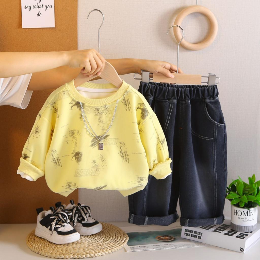 Uformelt langermet sett for barn, komfortable hverdagsantrekk