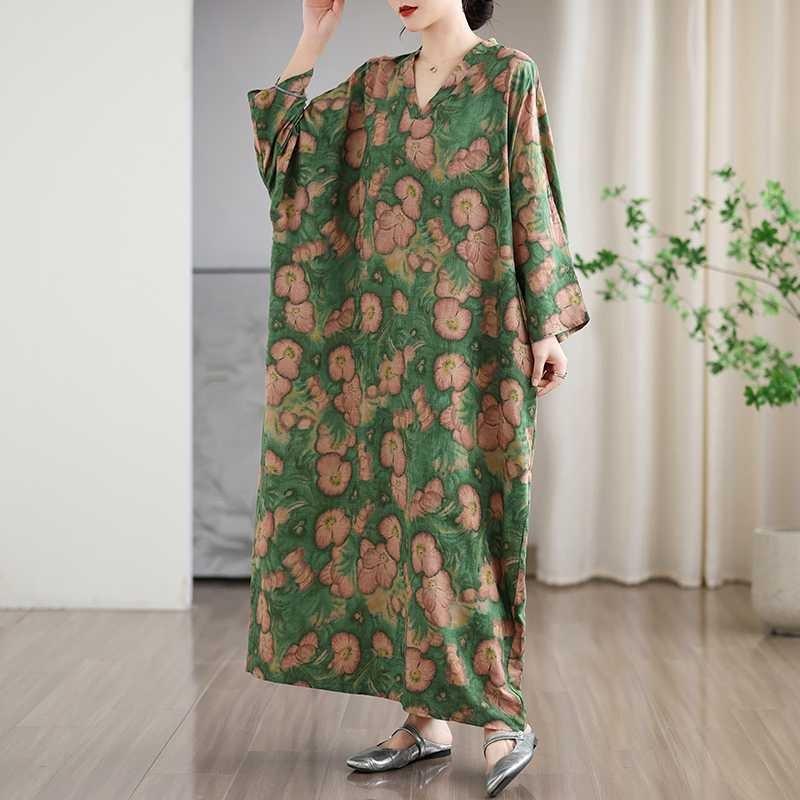 New Floral Vacation Style Travel V-Neck Vintage Dresses