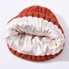 Versatile series children's rabbit velvet knitted hat solid color lined outdoor satin lined wool hat, source