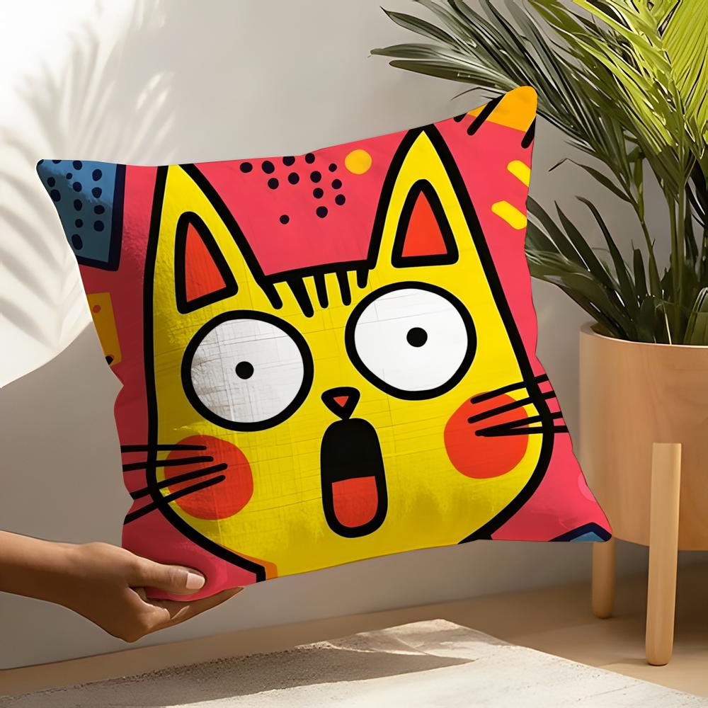 Funny And Surprising Cat Patterns Pillow Case Home Living Room Decoration Linen Pillowcover Pillow Cases Cushion Cover