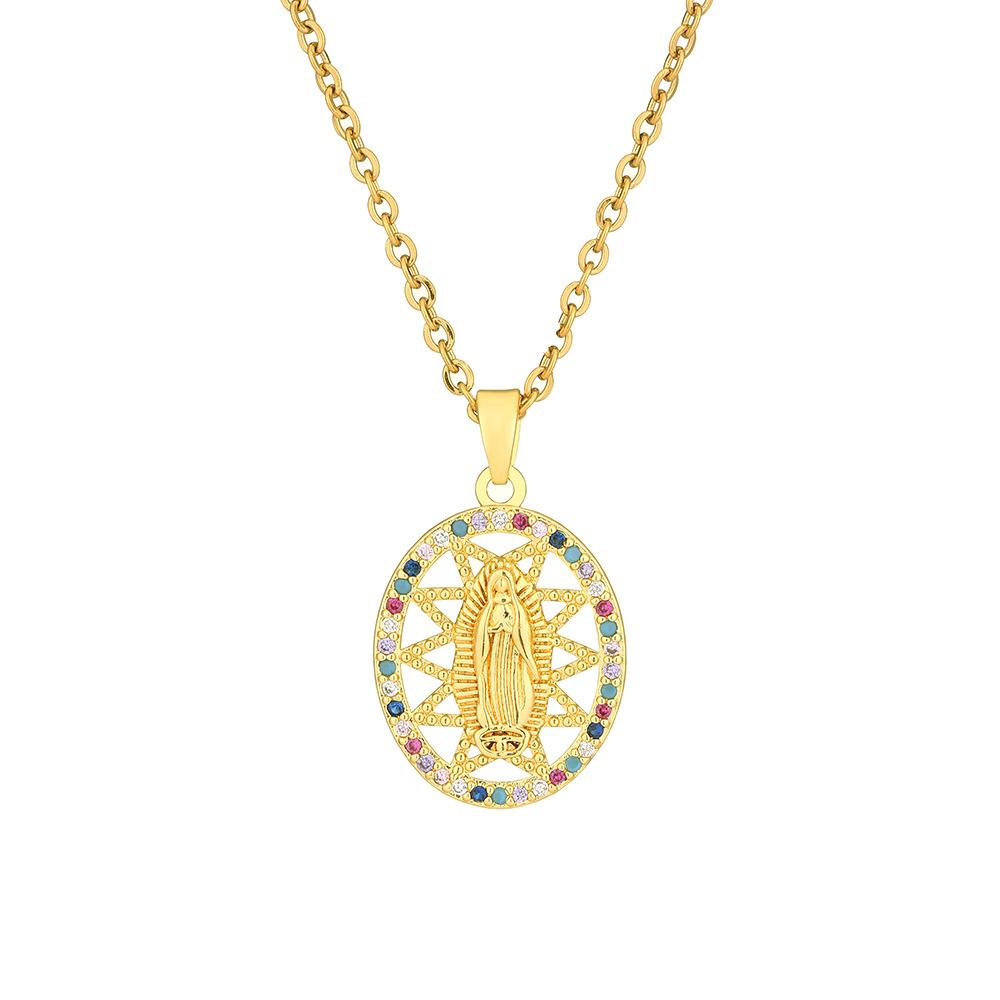 Dámský řetízek s přívěskem BLINGBAY Trendy šperky Náhrdelník Panny Marie Dámský měděný zirkonový řetízek z nerezové oceli Módní řetízek na klíční kost