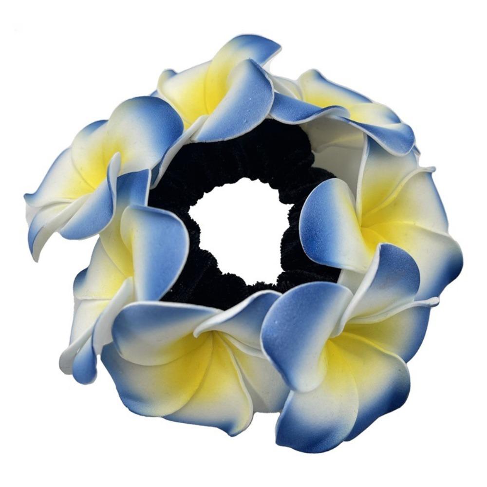 

New Elastics Plumeria Hair Ties Attractive Elegant Floral Ponytail Holders Hawaiian Flower Hair Ropes Beach Party синий
