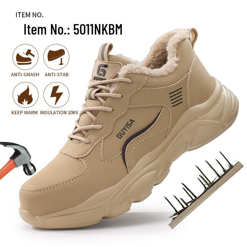 Fleece-Lined Safety Shoes: Lightweight, Anti-Smash, Anti-Puncture, Kevlar Sole for Long Standing Comfort