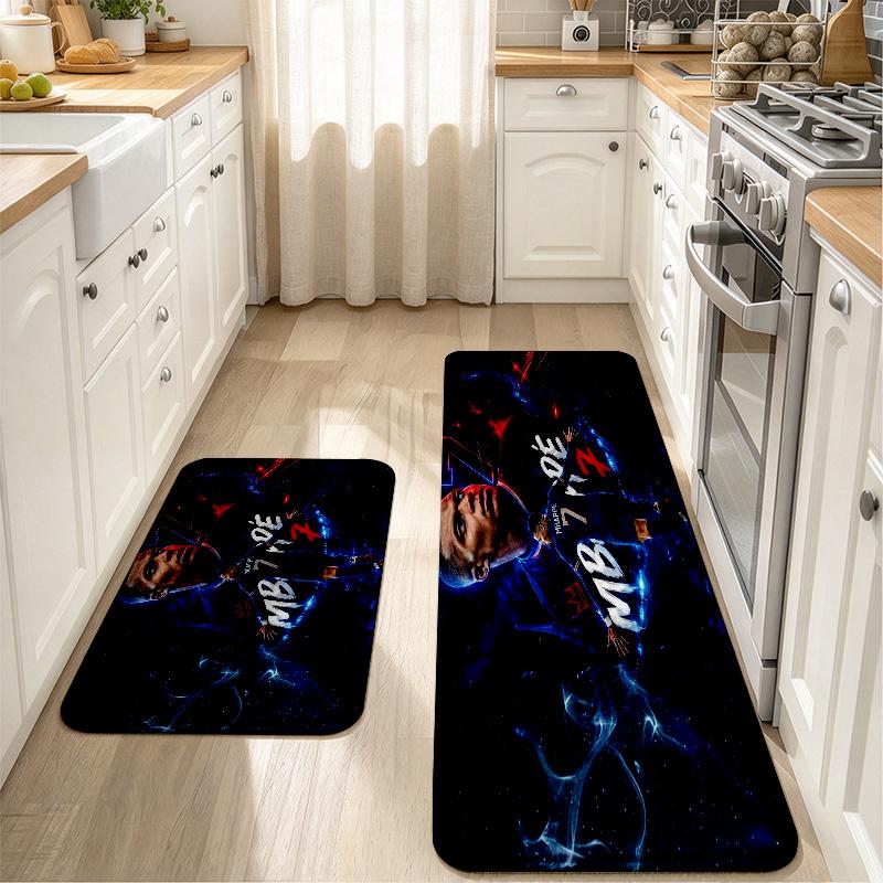 Kylian Mbappe Flannel Kitchen Mat Christmas Soft Area Rug Non Slip Floor Carpet Home Decoration