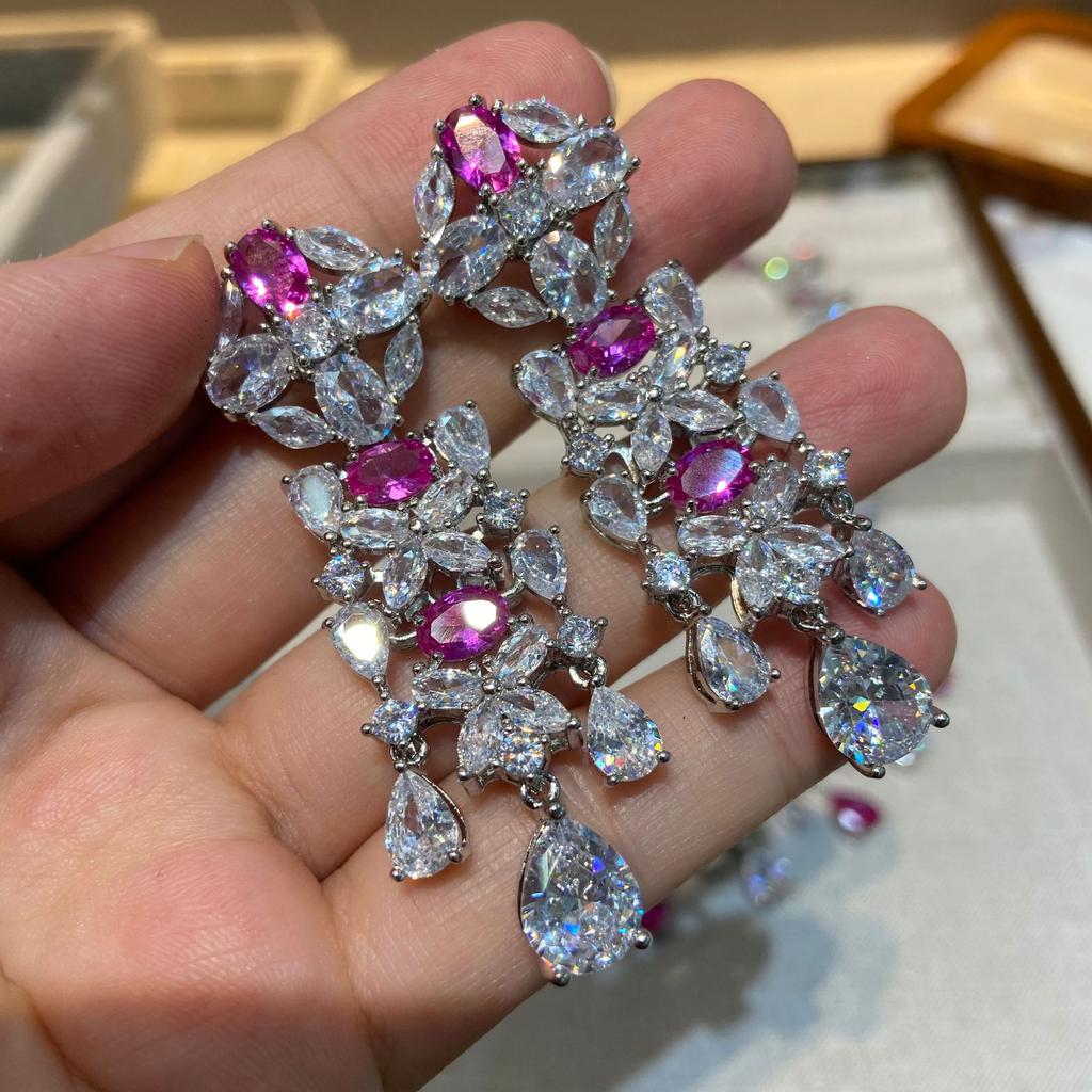 Italian Jewelry Set Seiko High-End Rhodium-Plated India-Pakistan Wedding Banquet Fashion High-End Colored Treasure Necklace