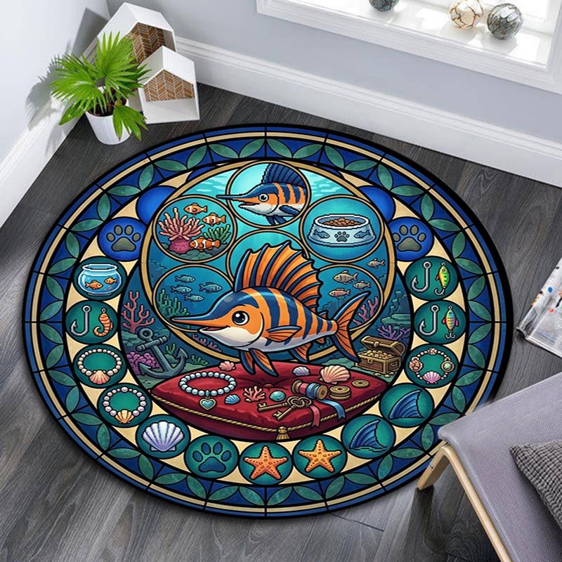 Ocean Treasures Jewels Round Area Rug Under Office Chairs Bedroom Living Room Home Decor