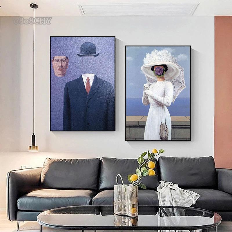 Rene Magritte Classic Artwork Posters and Prints Vintage Pictures Surrealism Abstract Wall Art Canvas Painting for Living Room
