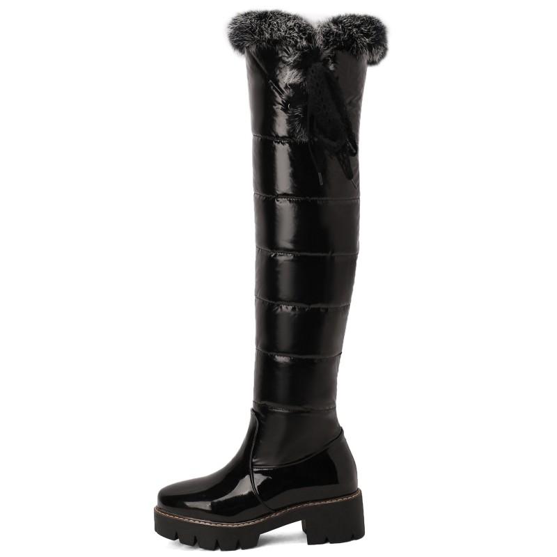 Vanntette Varm Høye Snøstøvler Kvinner 2024 Vintersko Over Kneet Høye Støvler Damer Mote Varm Fuskepels Plysj Lang Støvel Kvinne