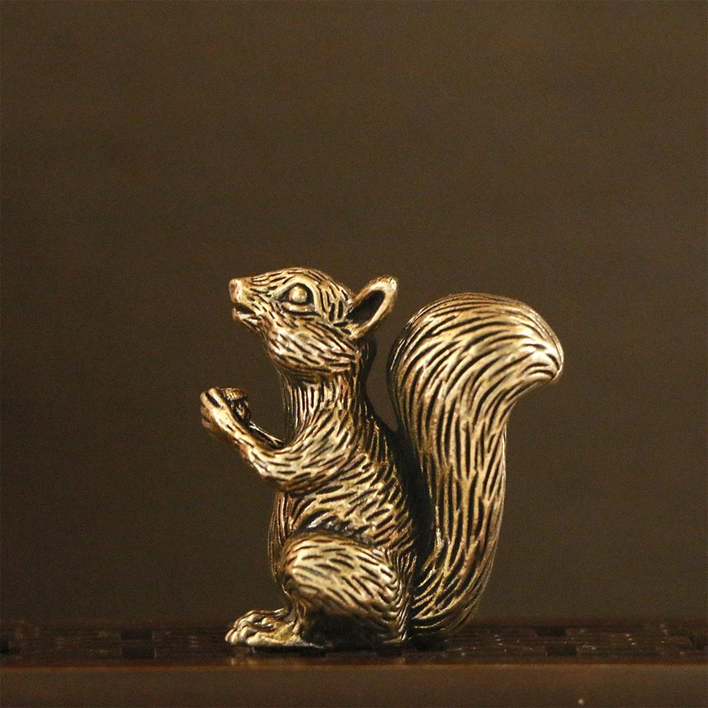 Messing Antik Eichhörnchen Desktop Ornamente Mikroschnitzerei Tee Haustier Kleine Kupferwaren