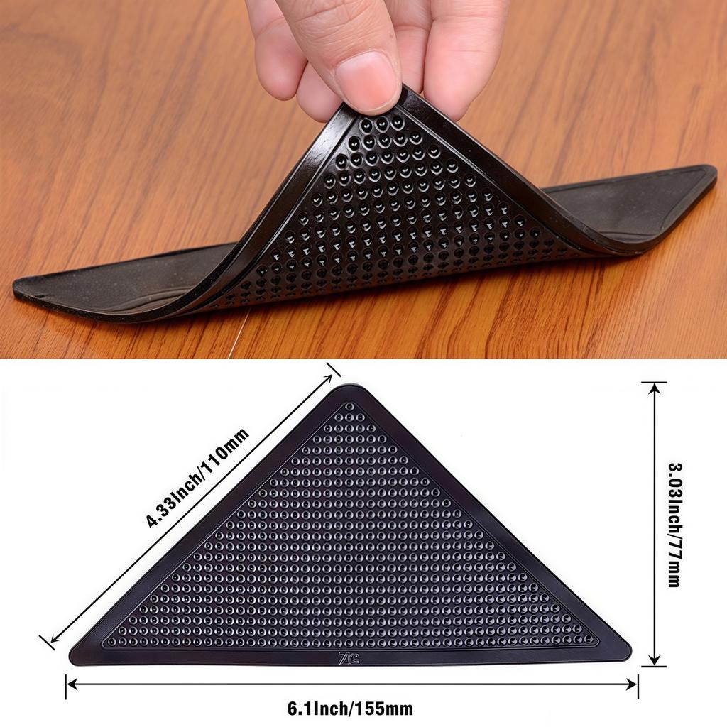 4/8/12Pcs Anti-skid Rubber Mat Triangle for Rug, Reusable Washable Grippers Rug Gripper, Non Slip Carpets Corners Pad