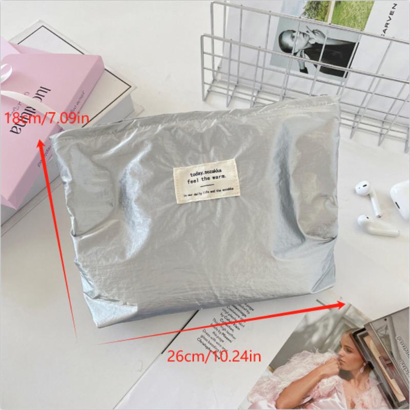 Girly Shiny Cosmetic Bag Large Capacity Travel Portable Women  Clutch Zipper Pouch Handbag Makeup Toiletries Storage Bags