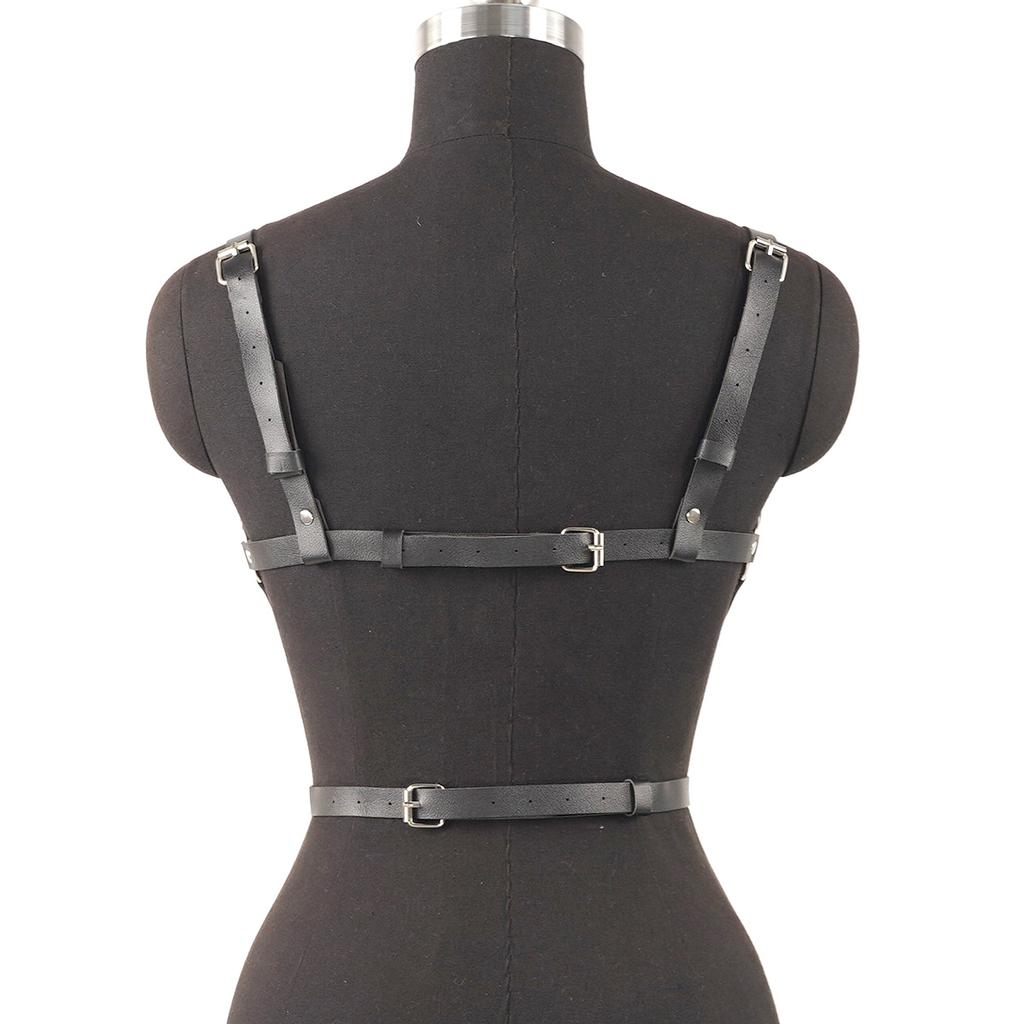 Fashion Women Pu Leather Hollow Cage Bra Gothic Body Chest Harness Belt Adult Punk Chest Bra Harness.