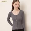 CANVAUS Herbst Neue frauen V-ausschnitt Bodenbildung Shirt T-shirt frauen Lange-ärmeln Schlank Stretch Top