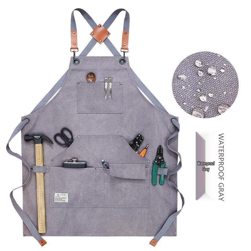 Thick Canvas Multi-Pocket Tool Apron with Custom Logo for Auto Repair & Woodworking