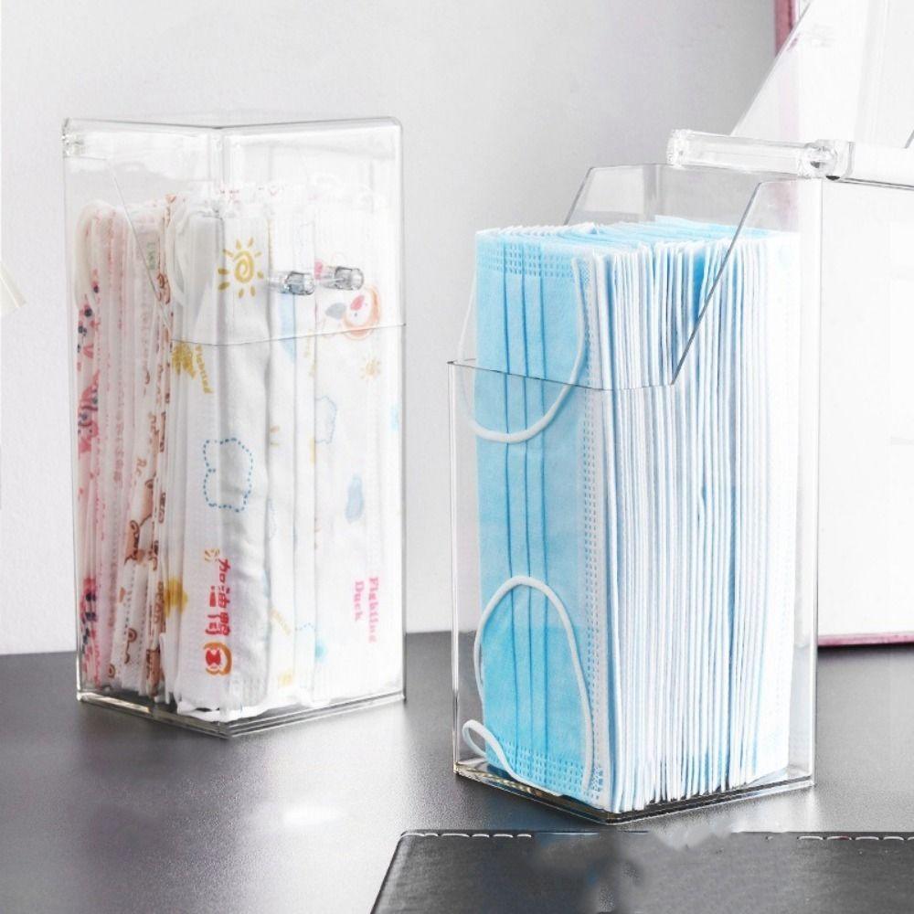 Transparente Transparente Masken Aufbewahrungsbox Klappdeckel Stifte Aufbewahrungsbehälter Stifthalter Schlafzimmer
