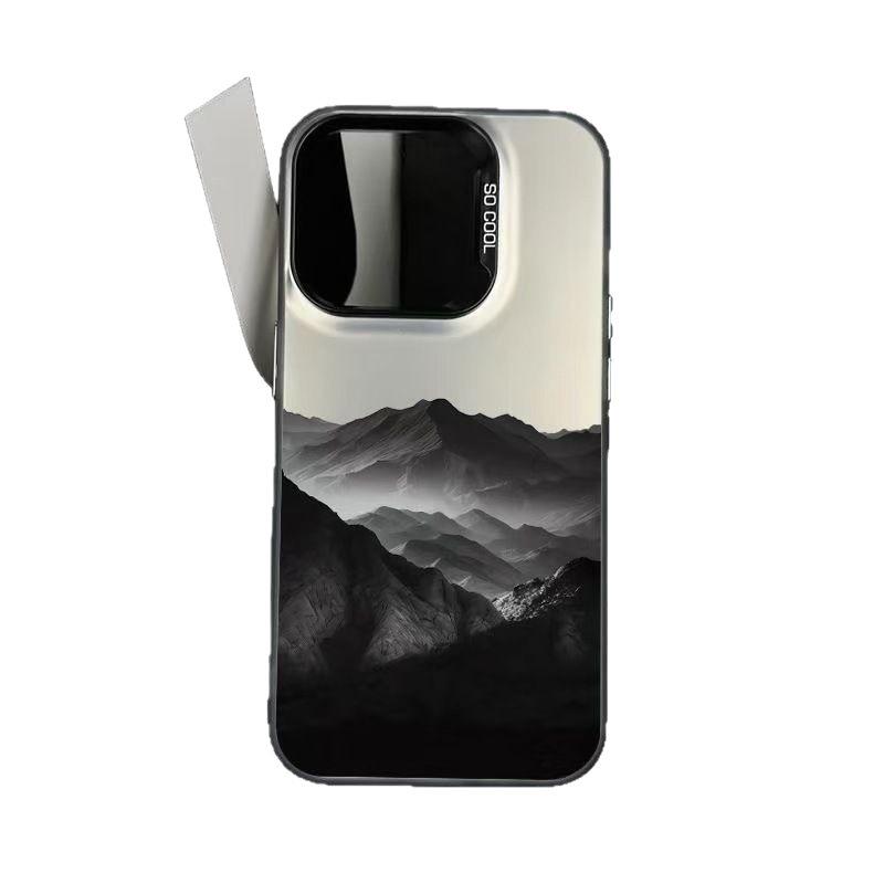 Tmavě horský stříbrný kryt na telefon pro Apple 17/16/15pro, 14pro, 14promax, 13/12.