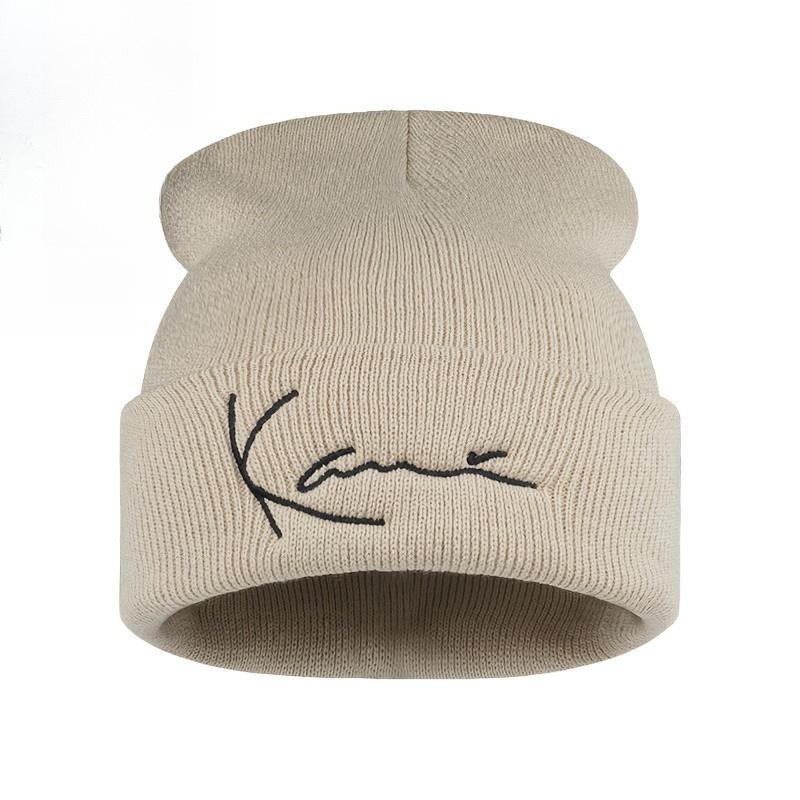 Karl Kani Retro Buchstaben Bestickte Strickmütze Für Männer Und Frauen Winter Wärme Kapuzenstrickmütze