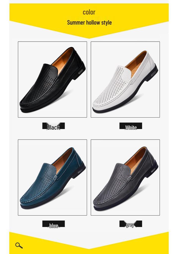 Men's Plus Size Summer Cowhide Casual Loafers - Slip-On Leather Driving Shoes