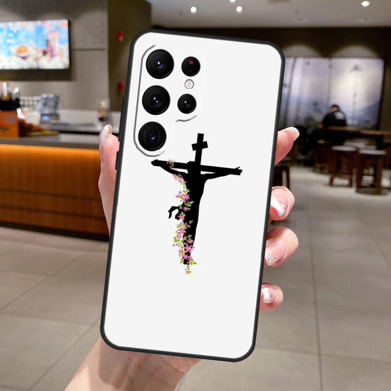 Jesus Christus Kreuz Handyhülle Für Samsung Galaxy S25 S24 S22 S21 Ultra S23 FE S9 S10 S20 Plus S24 FE Weiche Hülle