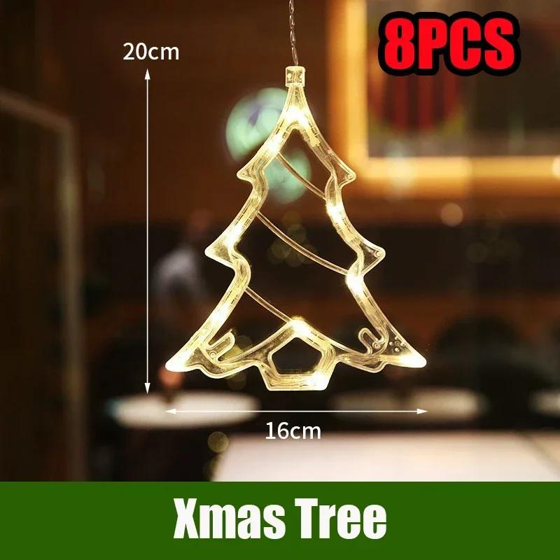 LED Christmas Lights String Decorative Lights Santa Claus Display Window Suction Cup Lights Christmas Tree Colored Lights