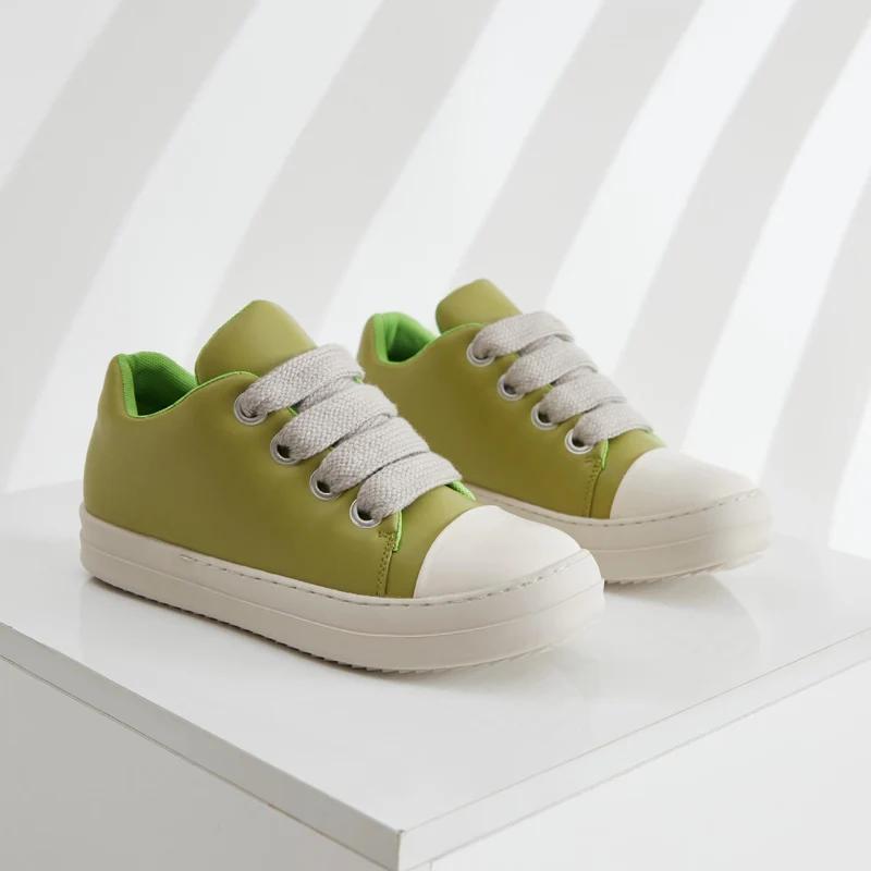 Vintage Shoes Thick Shoelace Fashion High Top Platform Black Leather Casual Women's Chunky Sneaker