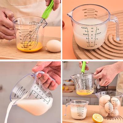 Set de 300ML, 600ML, 1000ML de tasses à mesurer transparentes en plastique avec poignée coudée, plusieurs tasses à mesurer liquides empilables
