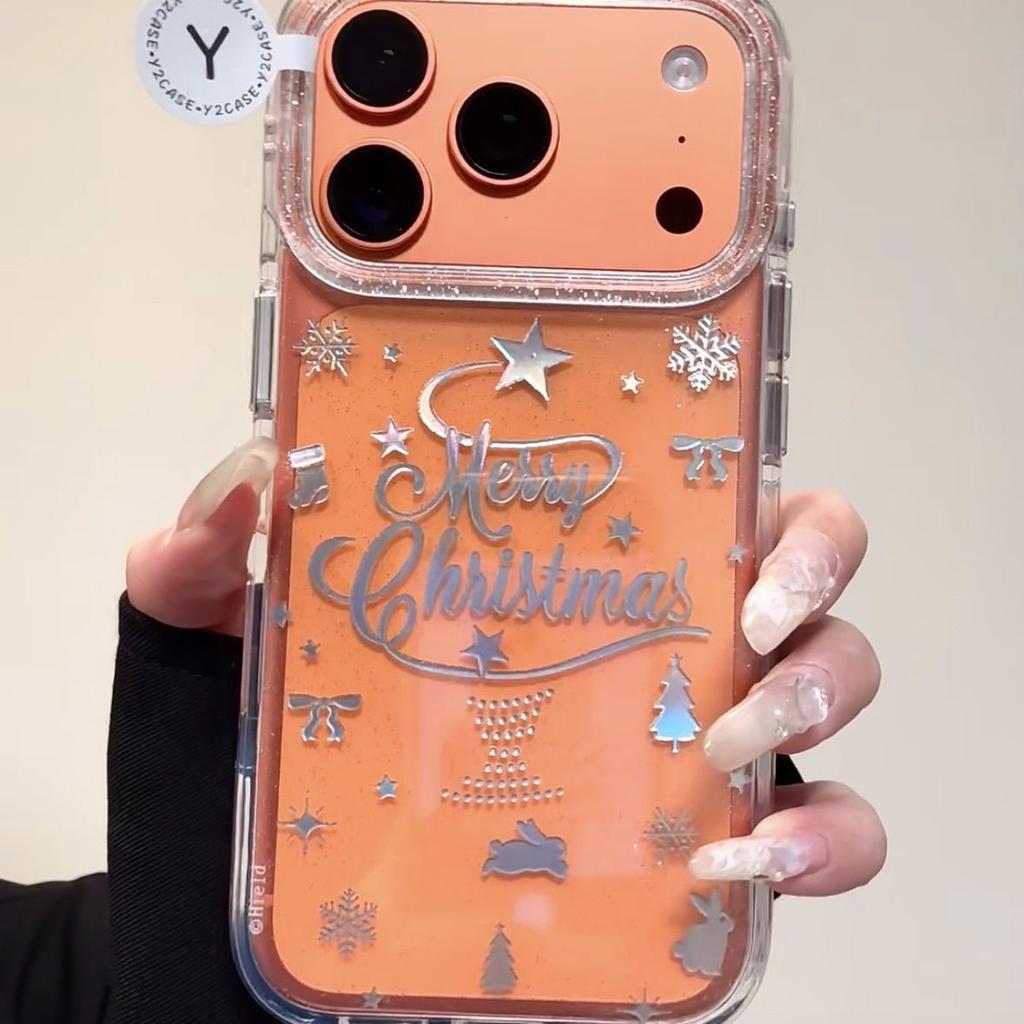 Winter Snowflakes Christmas Bunny Glitter Phone Case For iPhone 17 Air 16 15 14 12 13 11Pro Max Plus Anti Drop Protective Cover